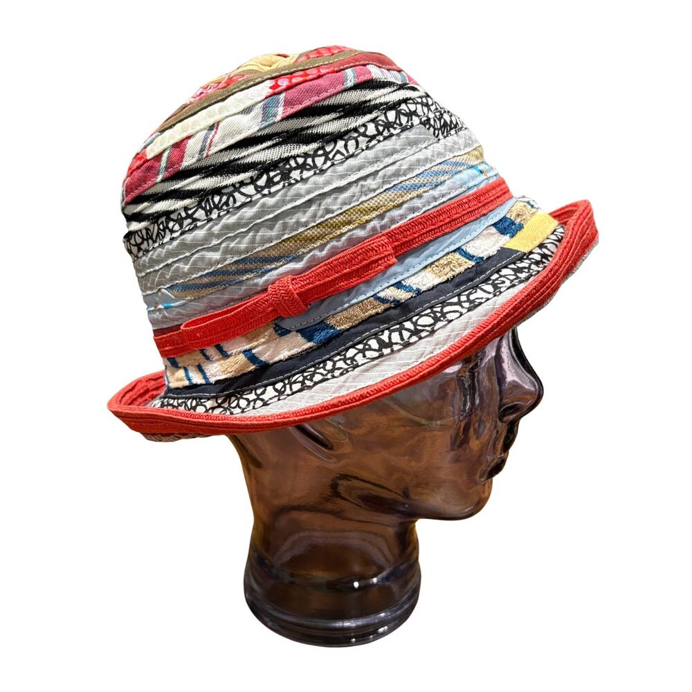 Daniele Meucci Paper Straw Cotton Bucket Hat Made‎ In Italy Colorful Boho Hippie
